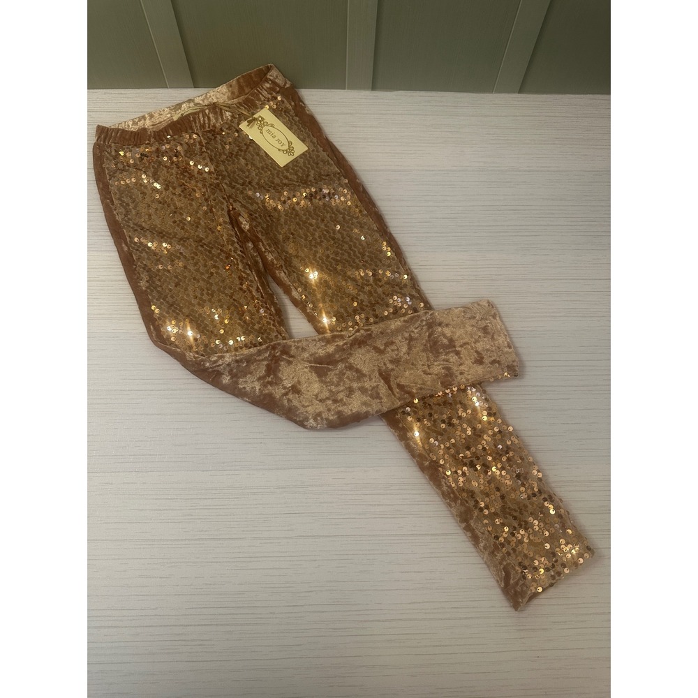 *NEW* Joyfolie Mia Joy Juno Legging Rose Gold Sequin Velvet Pants Size 14